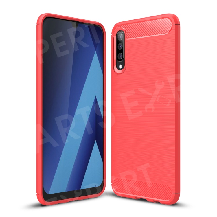 

Carbon Fibre Brushed TPU Shell Case for Samsung Galaxy A70 - Red, Galaxy A70