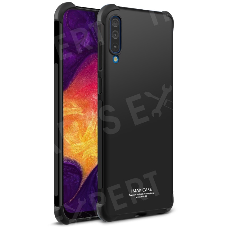 

IMAK Shockproof TPU Case Cover + Explosion-proof Screen Protector for Samsung Galaxy A70 - Metal Black, Galaxy A70