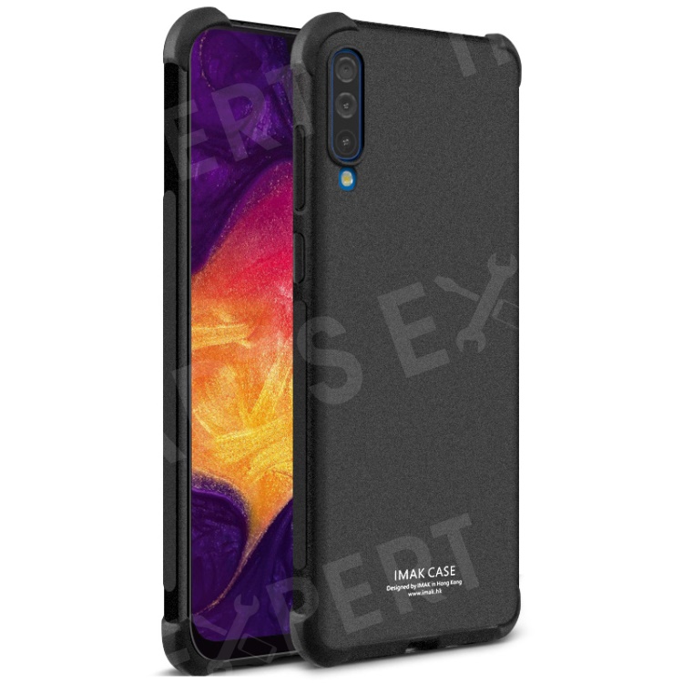 

IMAK Shockproof TPU Case Cover + Explosion-proof Screen Protector for Samsung Galaxy A70 - Matte Black, Galaxy A70