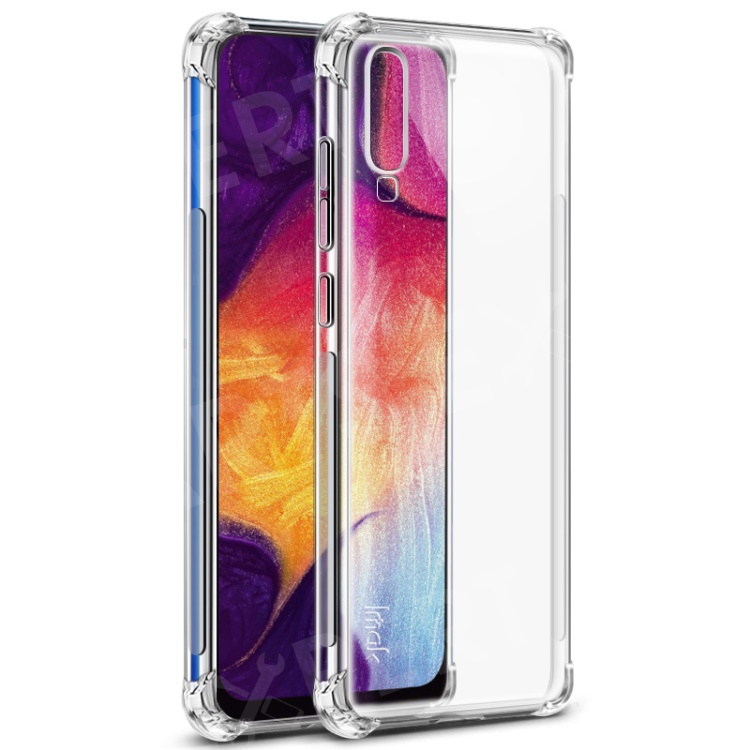 

IMAK Shockproof TPU Case Cover + Explosion-proof Screen Protector for Samsung Galaxy A70 - Transparent, Galaxy A70