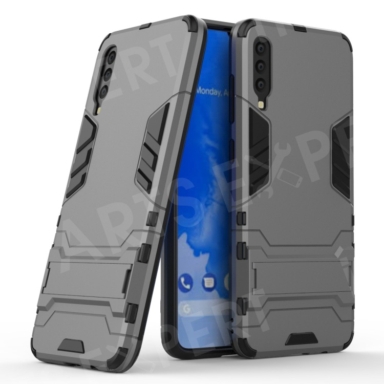 

Cool Guard Kickstand PC TPU Hybrid Case for Samsung Galaxy A70 - Grey, Galaxy A70