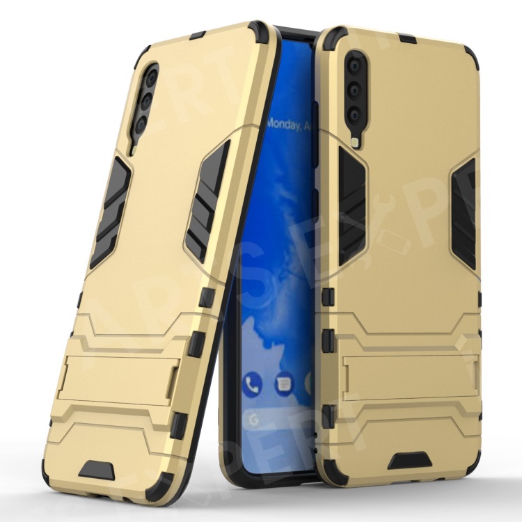 

Cool Guard Kickstand PC TPU Hybrid Case for Samsung Galaxy A70 - Gold, Galaxy A70