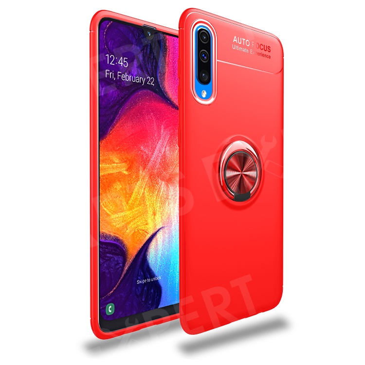 

LENUO for Samsung Galaxy A70 Metal Ring Bracket TPU Phone Cover Built-in Magnetic Metal Sheet - Red, Galaxy A70
