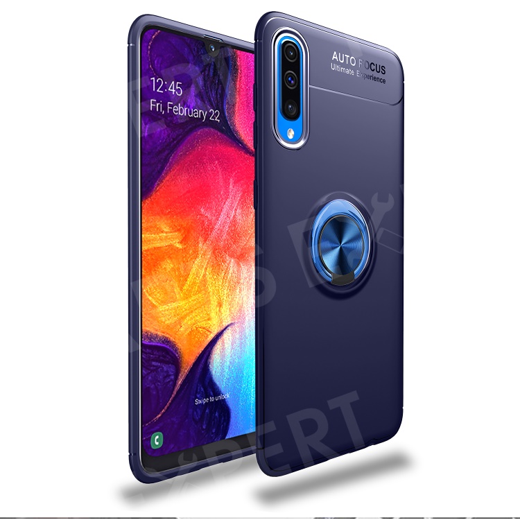 

LENUO for Samsung Galaxy A70 Metal Ring Bracket TPU Phone Cover Built-in Magnetic Metal Sheet - Blue, Galaxy A70
