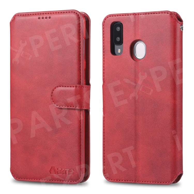 

AZNS Leather Stand Case with Card Slots for Samsung Galaxy A40 - Red, Galaxy A40