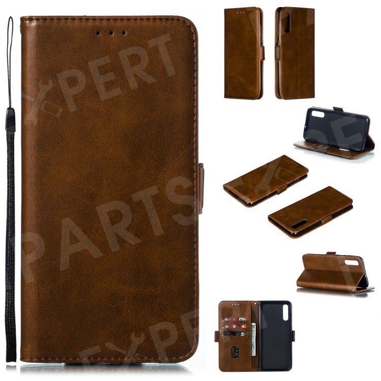 

Leather Wallet Stand Flip Phone Case Cover for Samsung Galaxy A70 - Coffee, Galaxy A70