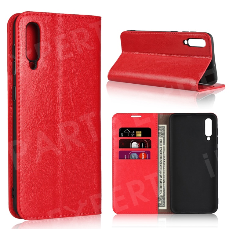 

Crazy Horse Wallet Stand Genuine Leather Case for Samsung Galaxy A50/A50s/A30s - Red, Galaxy A50