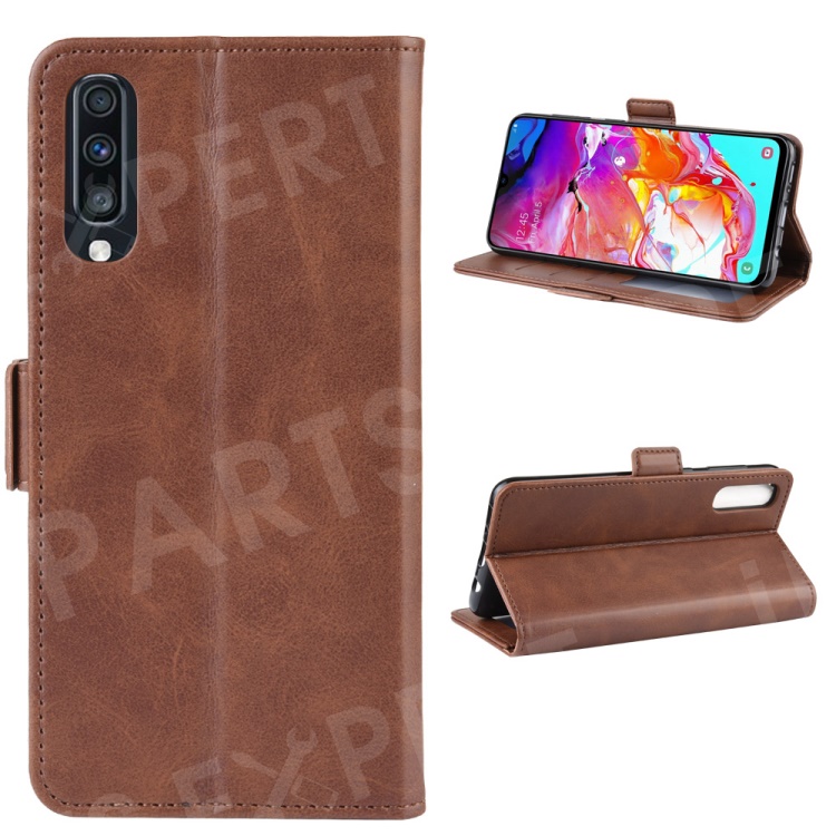 

Wallet Stand Leather Cell Phone Case for Samsung Galaxy A70 - Brown, Galaxy A70