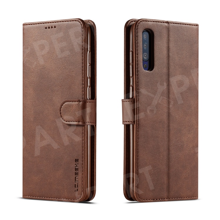 

LC.IMEEKE Leather Wallet Case for Samsung Galaxy A70 - Coffee, Galaxy A70