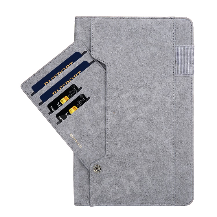 

CMAI2 Wallet Stand Tablet Leather Case with Stylus Pen Holder for Samsung Galaxy Tab A 10.1 (2019) SM-T515 / SM-T510 - Grey, Galaxy Tab A 10.1 (2019)