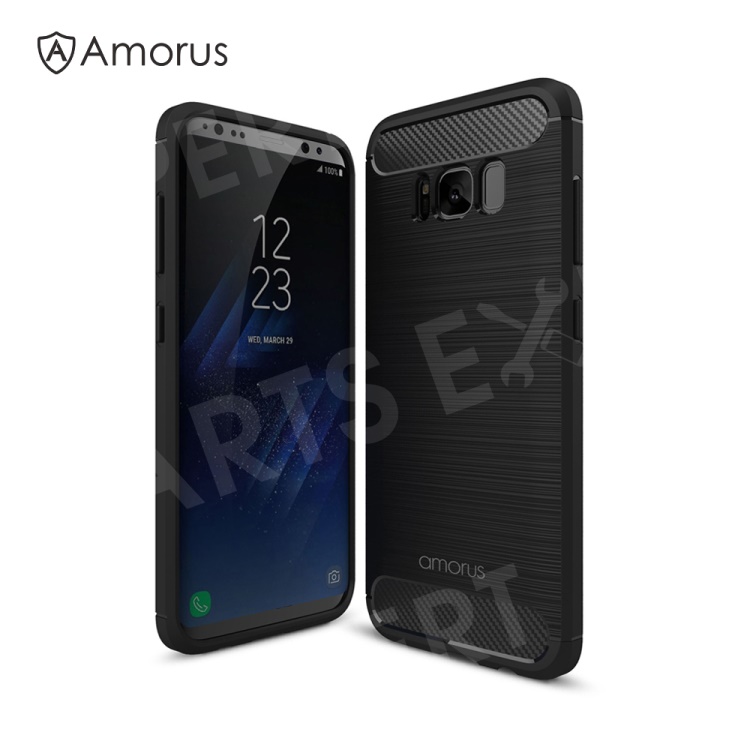

AMORUS Carbon Fiber Texture Brushed TPU Mobile Phone Cover for Samsung Galaxy S8 G950 - Black, Galaxy S8