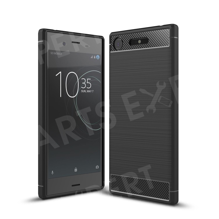 

For Sony Xperia XZ1 Carbon Fiber Texture Brushed TPU Accessory Case - Black, Xperia XZ1