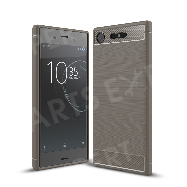 

For Sony Xperia XZ1 Carbon Fiber Texture Brushed Mobile TPU Shell - Grey, Xperia XZ1