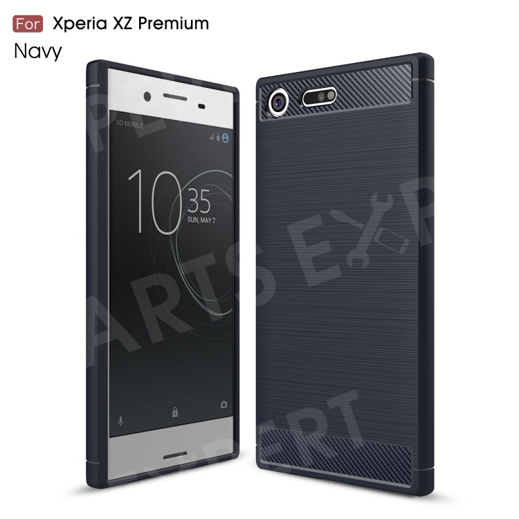 

Carbon Fibre Brushed TPU Flexible Case for Sony Xperia XZ Premium - Dark Blue, Xperia XZ Premium