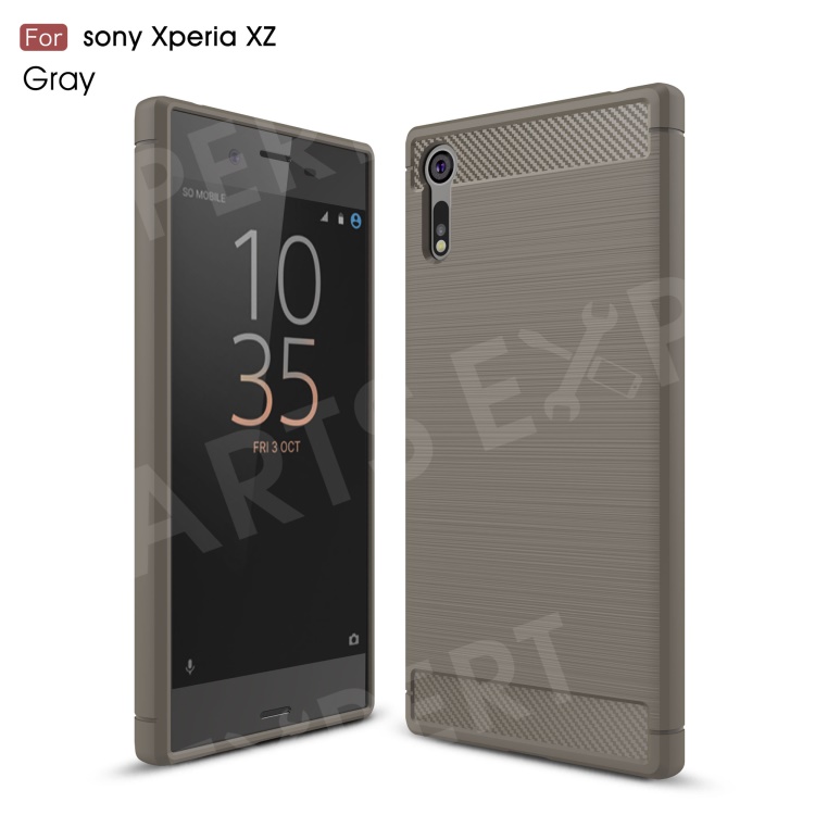 

Carbon Fibre Brushed TPU Back Case for Sony Xperia XZs / XZ - Grey, Xperia XZ