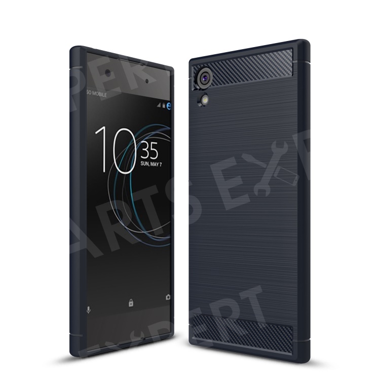 

For Sony Xperia XA1 Carbon Fiber Texture Brushed Mobile TPU Casing - Blue, Xperia XA1