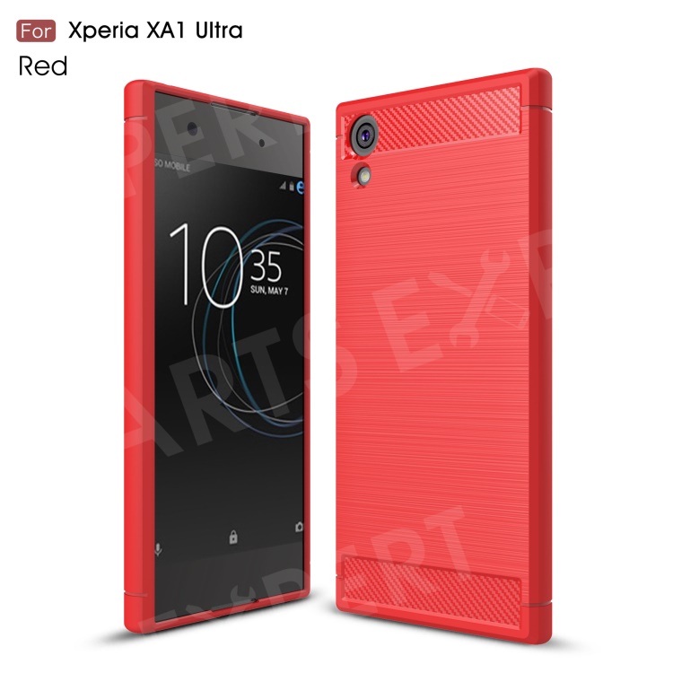 

Carbon Fibre Brushed TPU Cover Case for Sony Xperia XA1 Ultra - Red, Xperia XA1 Ultra