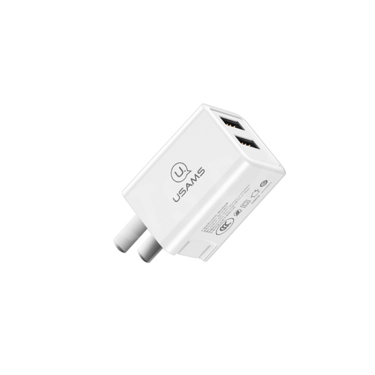 

USAMS US-CC058 T10 Dual USB 2.4A Foldable Travel Charger - CN Standard Plug / White, iPhone XS 5.8 inch