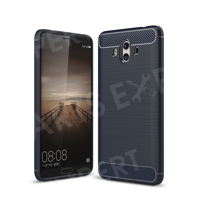 

Brushed TPU Rugged Armor Case with Carbon Fiber Decorated for Huawei Mate 10 - Dark Blue, Huawei Mate 10