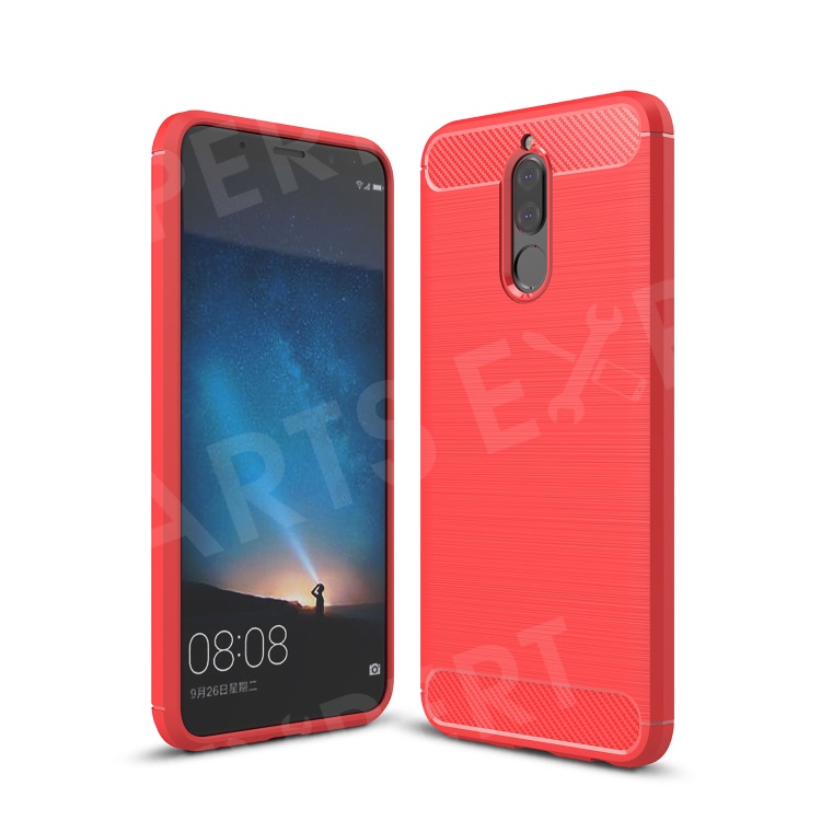

Carbon Fiber Texture Brushed Soft TPU Cell Phone Case Cover for Huawei nova 2i / Maimang 6 / Mate 10 lite - Red, Huawei nova 2i