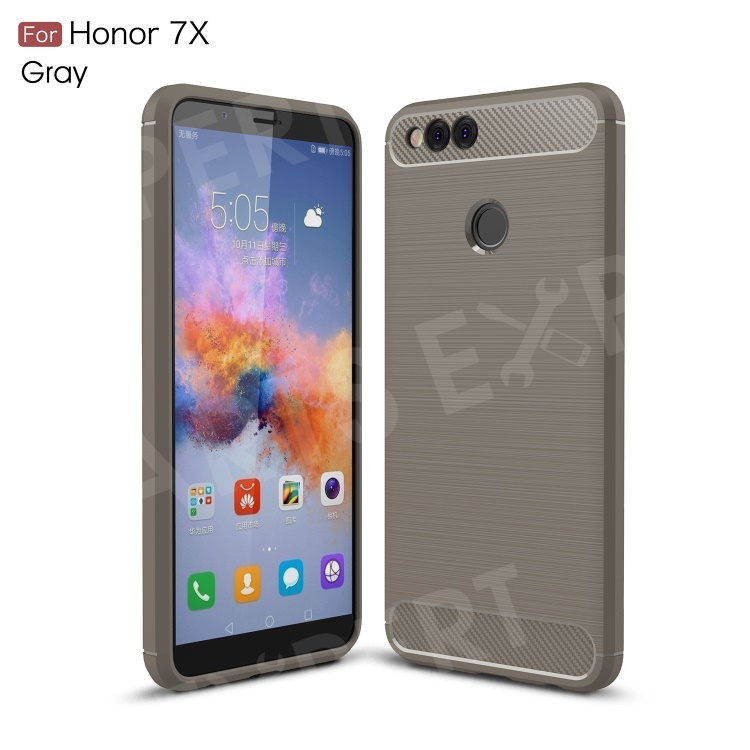 

Carbon Fiber Texture Brushed TPU Mobile Phone Back Case for Huawei Honor 7X - Grey, Huawei Honor 7X