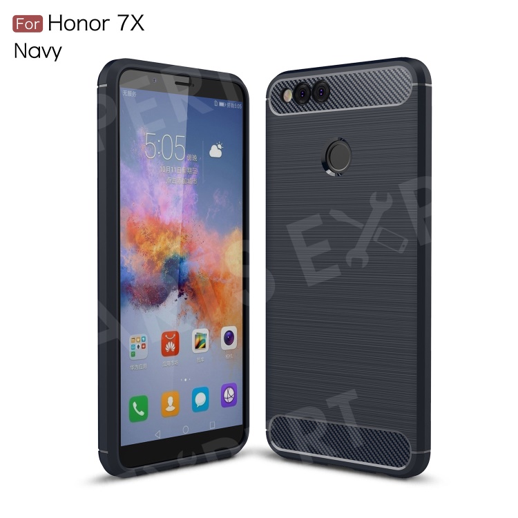 

Carbon Fiber Texture Brushed TPU Cell Phone Protective Shell for Huawei Honor 7X - Dark Blue, Huawei Honor 7X