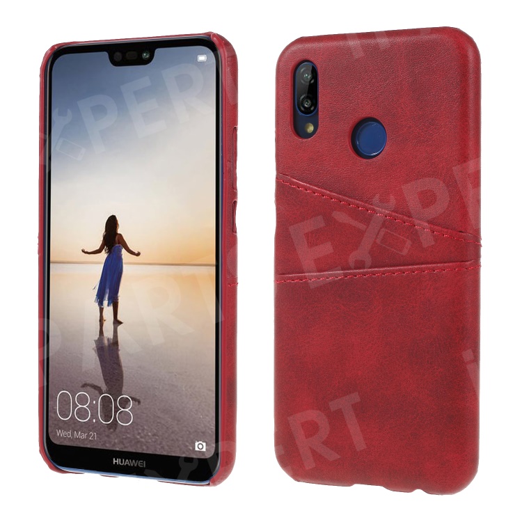 

Double Card Slots PU Leather Coated PC Phone Case for Huawei P20 Lite / Nova 3e - Red, Huawei P20 Lite (2018)