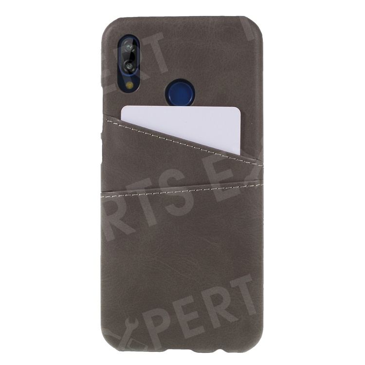 

Double Card Slots PU Leather Coated PC Phone Cover for Huawei P20 Lite / Nova 3e - Grey, Huawei P20 Lite (2018)