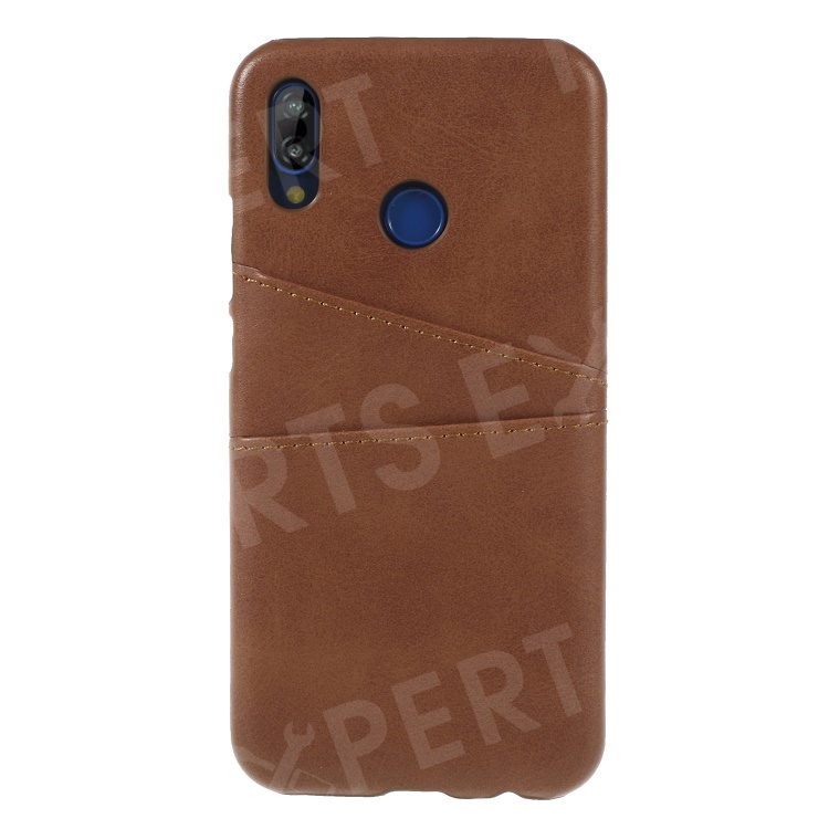 

Double Card Slots PU Leather Coated Hard PC Cell Phone Cover for Huawei P20 Lite / Nova 3e - Coffee, Huawei P20 Lite (2018)