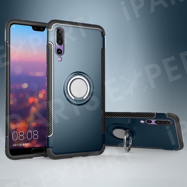 

Carbon Fiber Texture TPU + PC Combo Mobile Case with Kickstand for Huawei P20 Pro - Baby Blue, Huawei P20 Pro