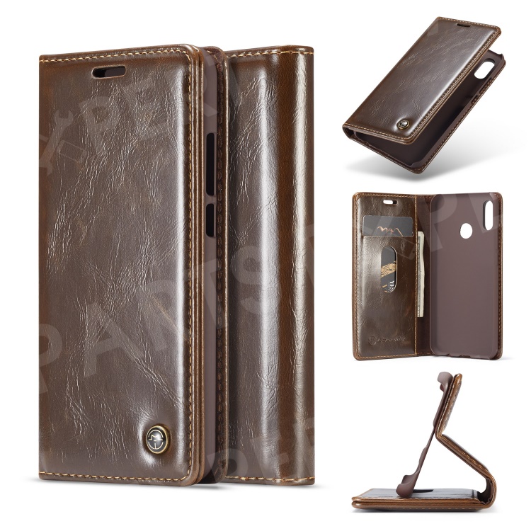 

CASEME Oil Wax Leather Stand Wallet Shell for Huawei P20 Lite/Nova 3e - Coffee, Huawei P20 Lite (2018)