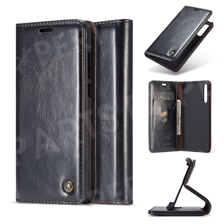 

CASEME Oil Wax Crazy Horse Wallet Leather Stand Case for Huawei P20 Pro - Black, Huawei P20 Pro