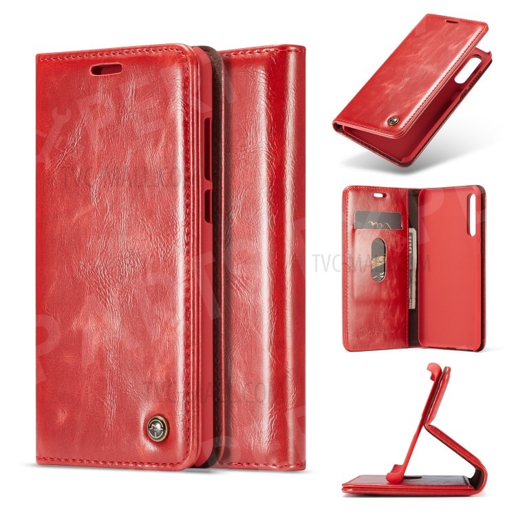 

CASEME Oil Wax Crazy Horse Wallet Leather Phone Case for Huawei P20 Pro - Red, Huawei P20 Pro