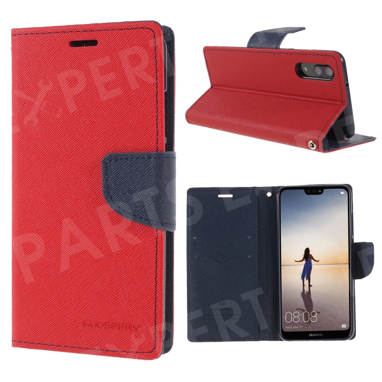 

MERCURY GOOSPERY Fancy Flip Leather Wallet Casing for Huawei P20 - Red, Huawei P20