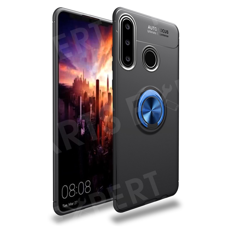 

Finger Ring Kickstand TPU Cell Phone Case (Built-in Magnetic Metal Sheet) for Huawei P30 Lite - Black / Blue, Huawei P30 Lite