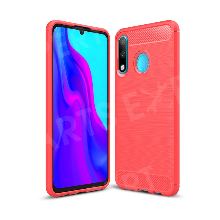 

Carbon Fiber Texture Brushed TPU Phone Casing for Huawei P30 Lite - Red, Huawei P30 Lite