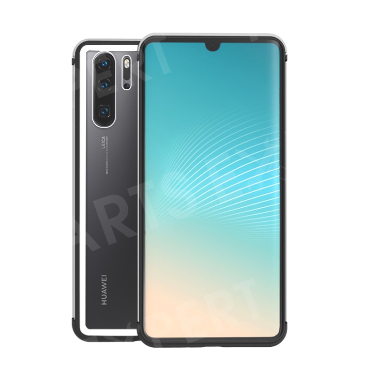 

Shadow Series Tempered Glass + Metal Frame + TPU Hybrid Case for Huawei P30 Pro - Silver, Huawei P30 Pro
