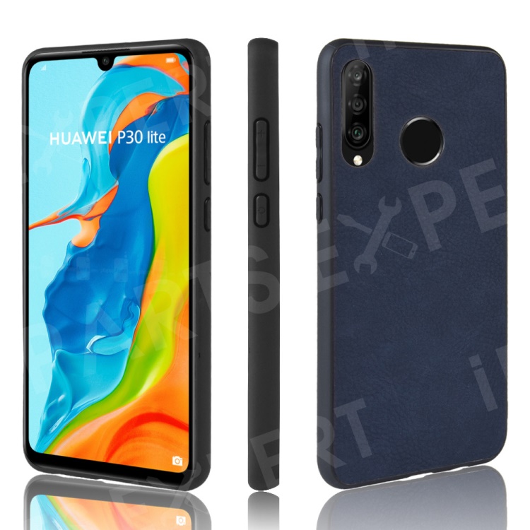 

PU Leather Coated TPU Back Phone Casing for Huawei P30 Lite / nova 4e - Blue, Huawei P30 Lite
