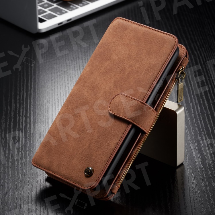 

CASEME 14 Slots Detachable 2-in-1 Split Leather Wallet Casing for Huawei P30 Pro - Brown, Huawei P30 Pro