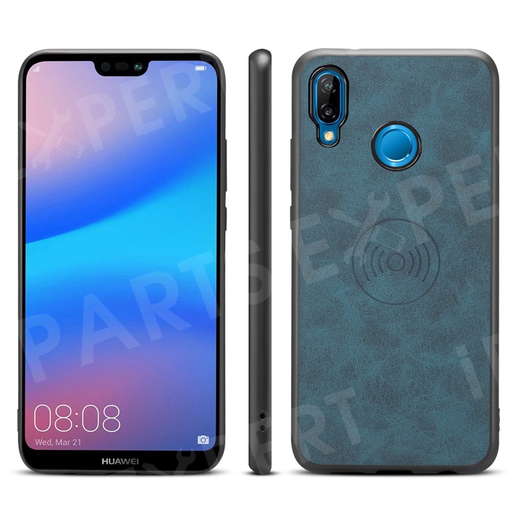 

PU Leather Coated TPU Phone Case for Huawei P30 Lite / nova 4e (Built-in Magnetic Holder Metal Sheet) - Blue, Huawei P30 Lite