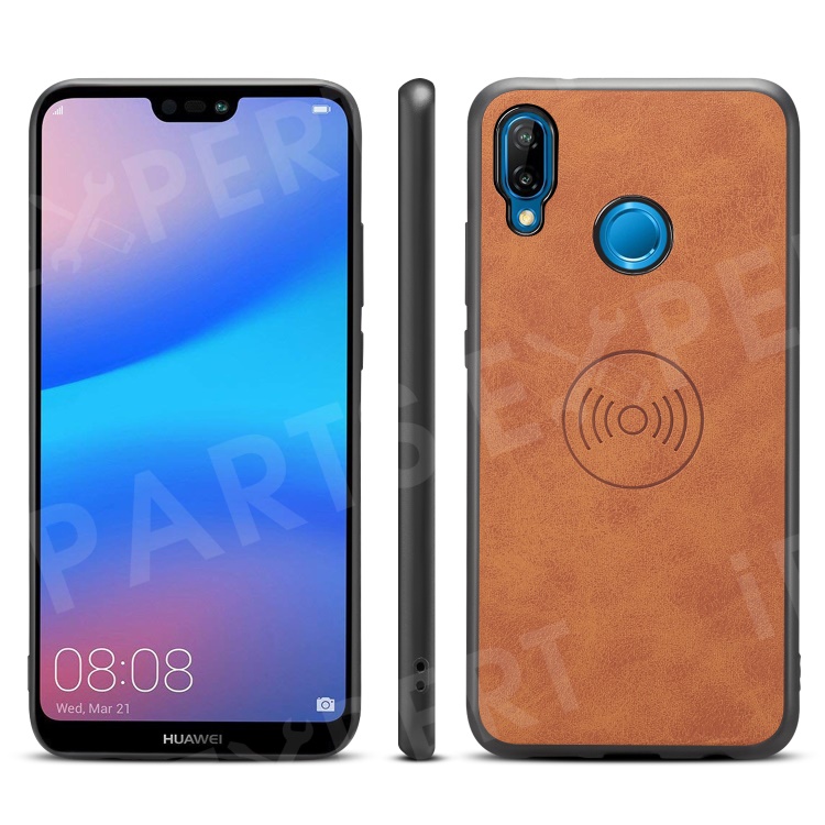 

PU Leather Coated TPU Phone Case for Huawei P30 Lite / nova 4e (Built-in Magnetic Holder Metal Sheet) - Brown, Huawei P30 Lite