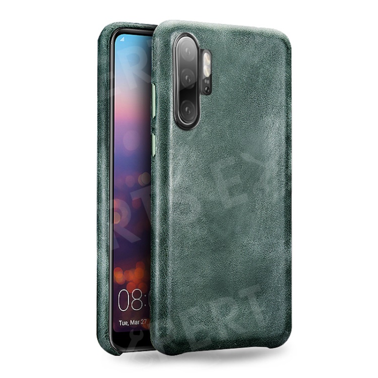 

XOOMZ Glossy Genuine Leather Coated PC Hard Mobile Cover for Huawei P30 Pro - Green, Huawei P30 Pro