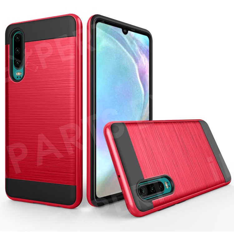 

Brushed PC + TPU Hybrid Case for Huawei P30 - Red, Huawei P30