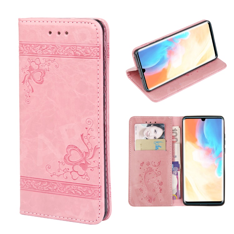 

Imprint Hearts Leather Wallet Case for Huawei P30 Pro - Pink, Huawei P30 Pro