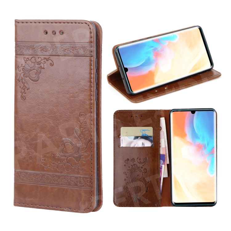 

Imprint Hearts Leather Wallet Case for Huawei P30 Pro - Coffee, Huawei P30 Pro
