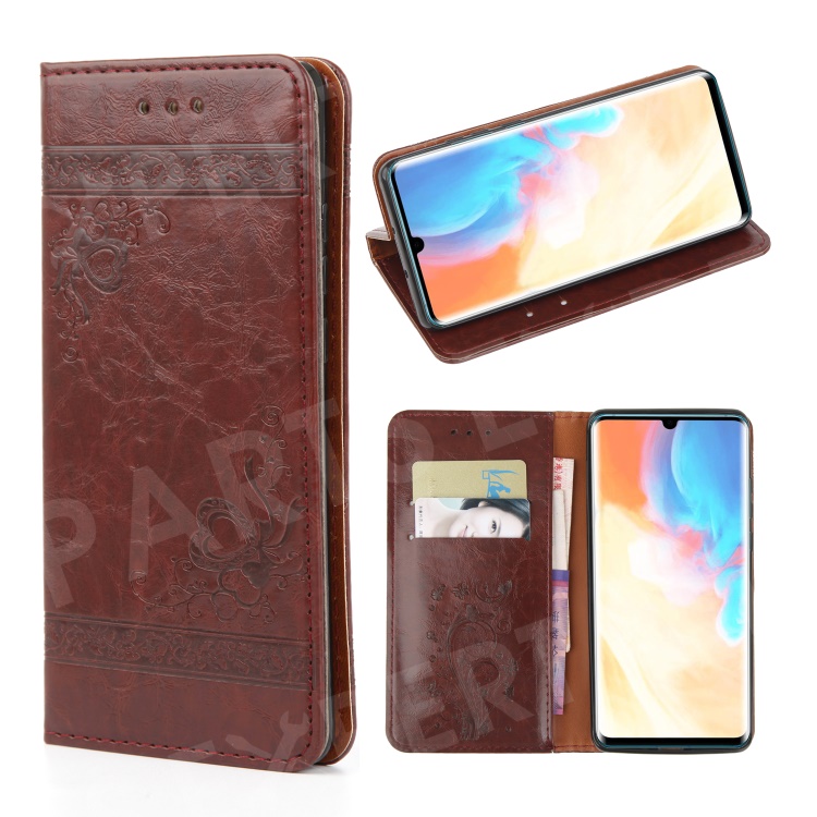 

Imprint Hearts Leather Wallet Case for Huawei P30 Pro - Brown, Huawei P30 Pro