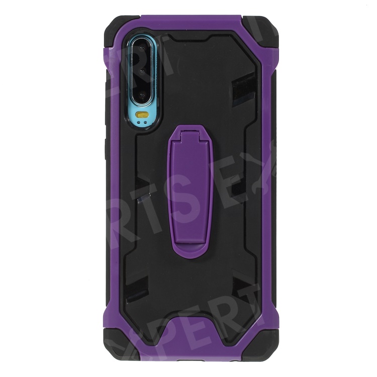 

Shock Resistant Kickstand PC TPU Combo Mobile Casing for Huawei P30 - Purple, Huawei P30