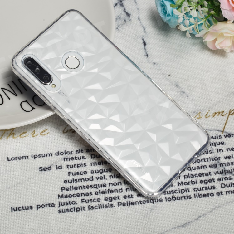 

3D Diamond Texture Soft TPU Phone Cover for Huawei P30 Lite - Transparent, Huawei P30 Lite