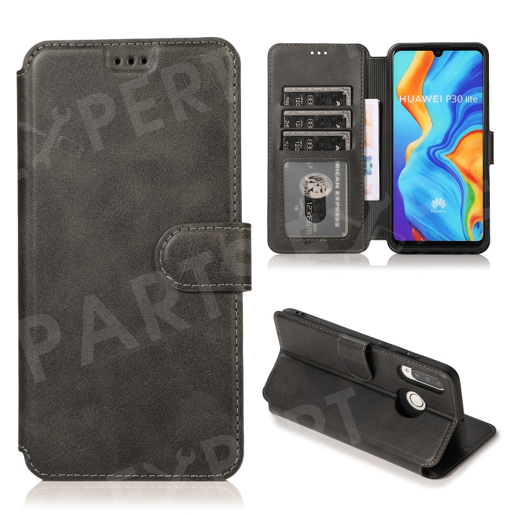 

Extreme Series Wallet Stand TPU + PU Leather Phone Casing for Huawei P30 Lite / nova 4e - Black, Huawei P30 Lite