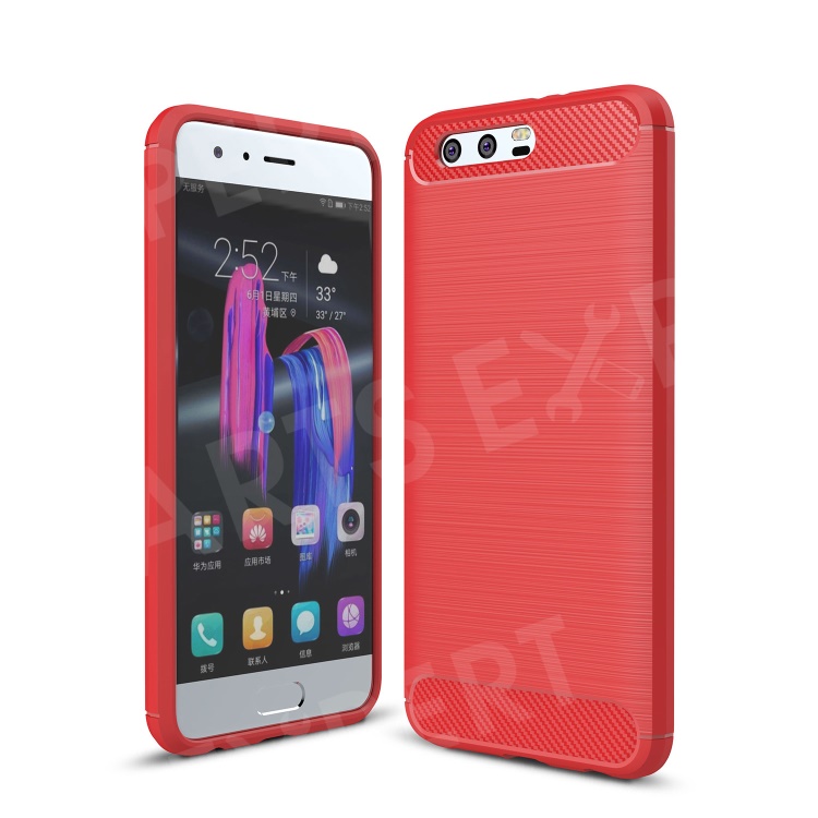 

Carbon Fiber Texture Brushed TPU Mobile Phone Casing for Huawei Honor 9 - Red, Huawei Honor 9
